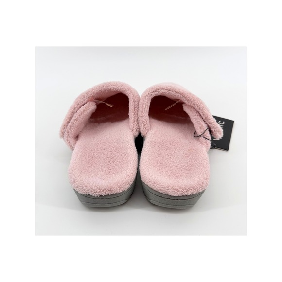 NWT Vionic Women's Cozy Plush Slippers Pink Size 5 Slip On Mules Slides - Picture 2 of 7